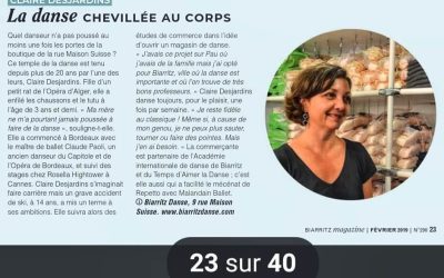 Article sur le magasin Biarritz Danse dans Biarritz Magasine février 2019